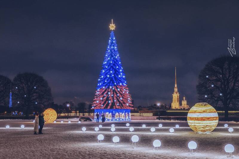 санкт-петербург, новый год, вечерняя подсветка, снег., стрелка васильевского острова Санкт-Петербург новогодний фото превью