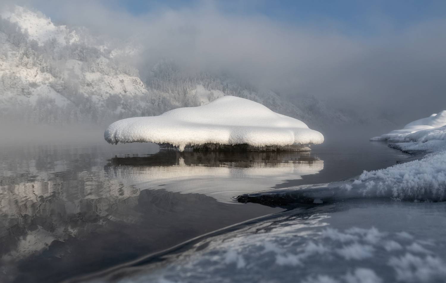 мороз, лед, камни, иней, зима, енисей, отражение, Марина Фомина