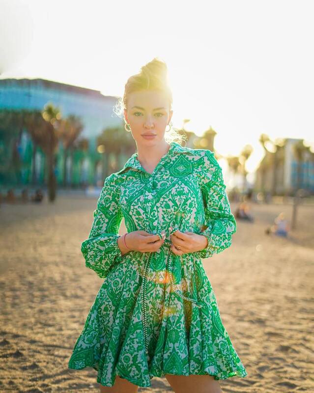 portrait, sunset, female, photoshoot, beach, green, blonde, outdoors, lasfotosdejean Sunset фото превью