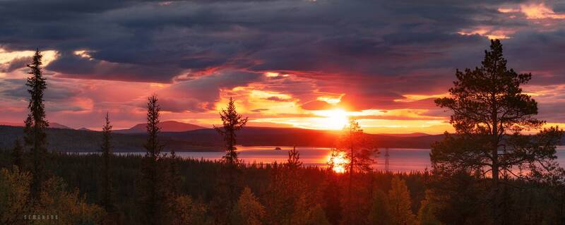 кольский, имандра, полярный день, полночь, солнце, озеро. Ночь над Имандрой фото превью