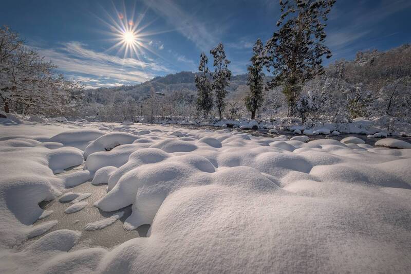 winter, snow, сhakvistskali, river, mtirala, mountains, nature, landscape, scenery, travel, outdoors, georgia, sakartvelo, adjara, chizh Chakvistskaly River Under Snow фото превью