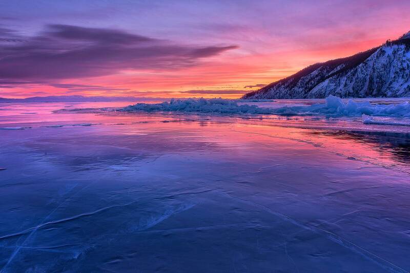 Закат на зимнем Байкале фото превью