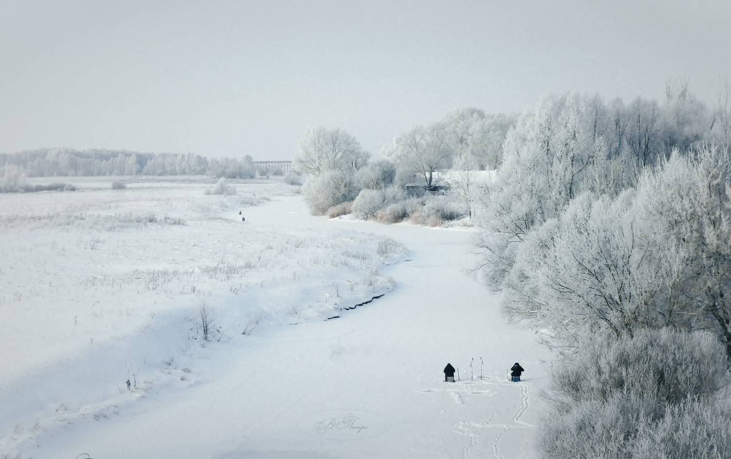речка рыбаки деревья, Вера Петри