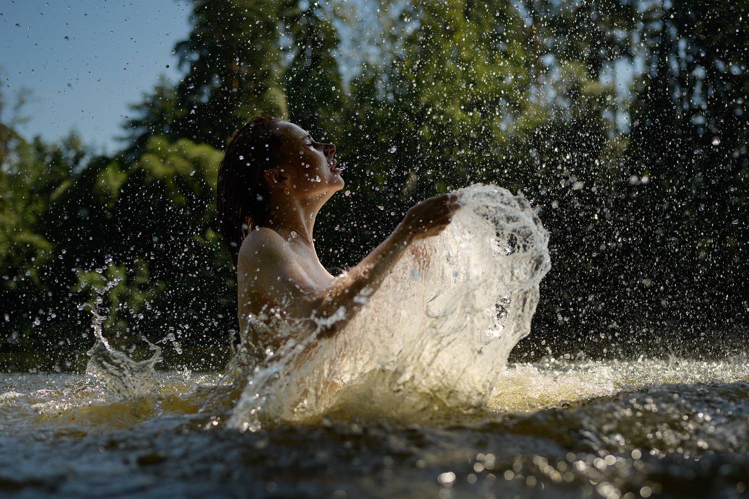 рыжая, redhead, вода, water, брызги, splashes, жара, heat, лето, sumer, Романовский Владимир