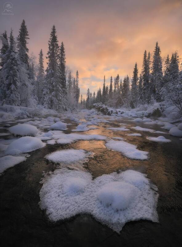 кольский, зима, фототур на кольский, мурманская область, речки, зимний кольский, заполярье Утром на речке фото превью