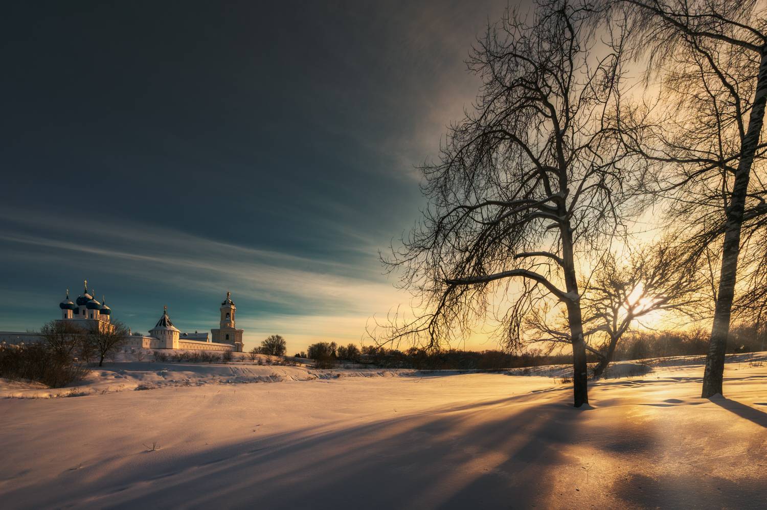 серпухов, московская область, россия, храм, церковь, православие, монастырь, зима, мороз, вечер, закат, высоцкий монастырь, Ракичевич Томислав