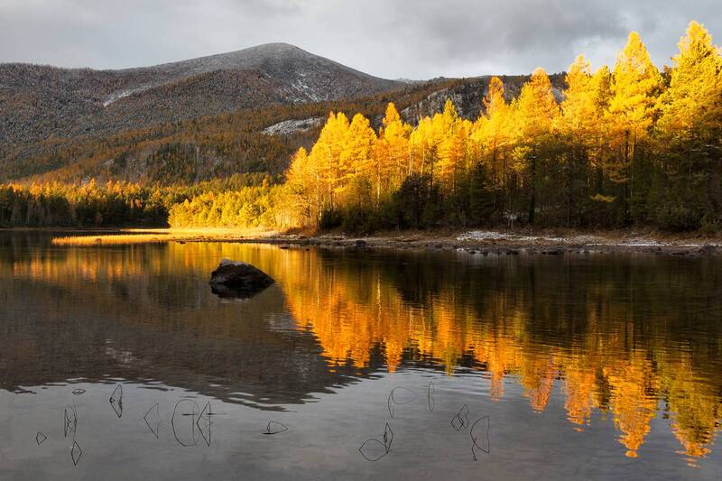 Огненный закат на озере Фролиха фото превью