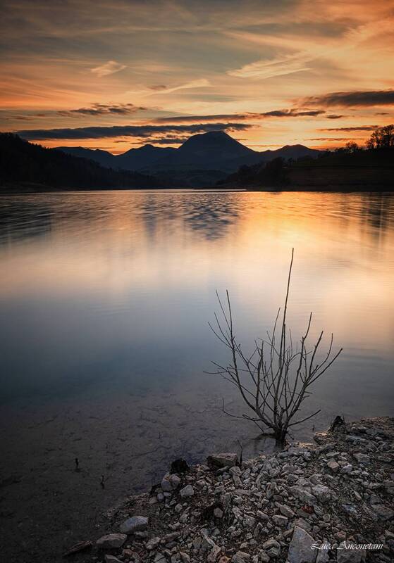 lake water reflex sunset nature landscape mountains outdoor Colors of the evening фото превью