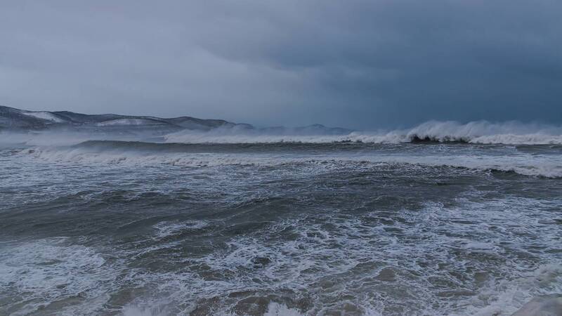 зима, море, шторм,мыс бринера Зимний шторм фото превью