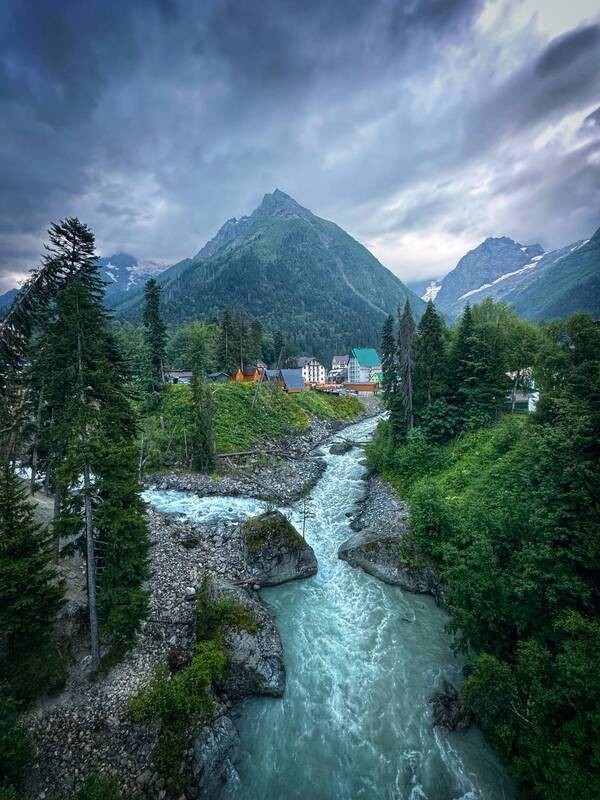 природа, пейзаж, кавказ, лето, горы, iphone Прекрасный Домбай фото превью