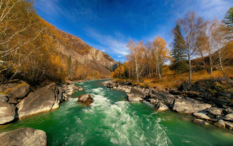 алтай горы лес река пейзаж красивый осень чуя порог порог Бегемот фото превью