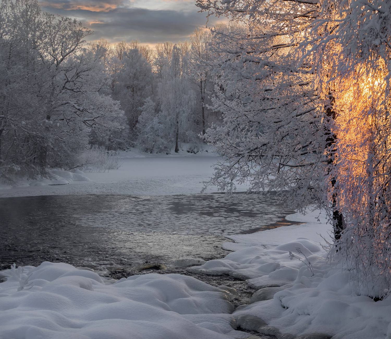 зима, рассвет, карелия, река, природа, Павел Ващенков