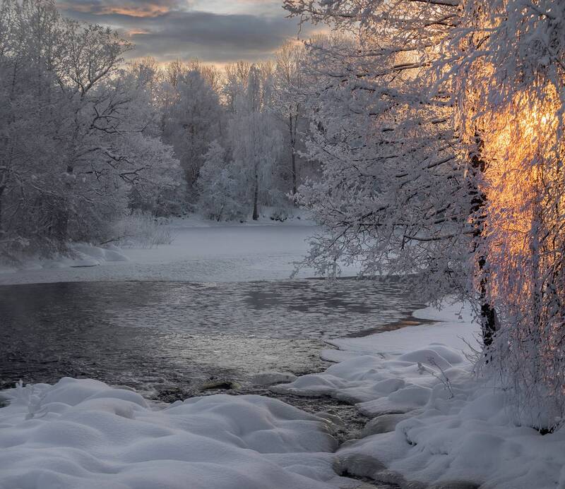 зима, рассвет, карелия, река, природа Морозное утро фото превью