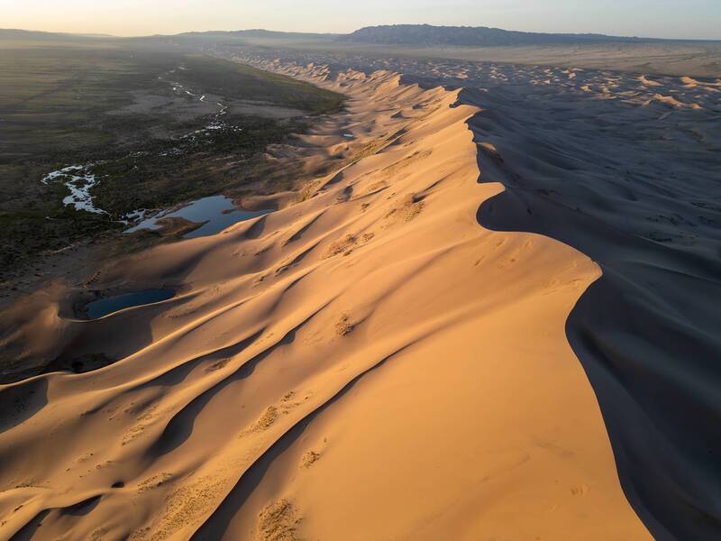 монголия, рассвет, восход, пустыня, бархан, песок, mongolia, sunrise, desert, sand  фото превью
