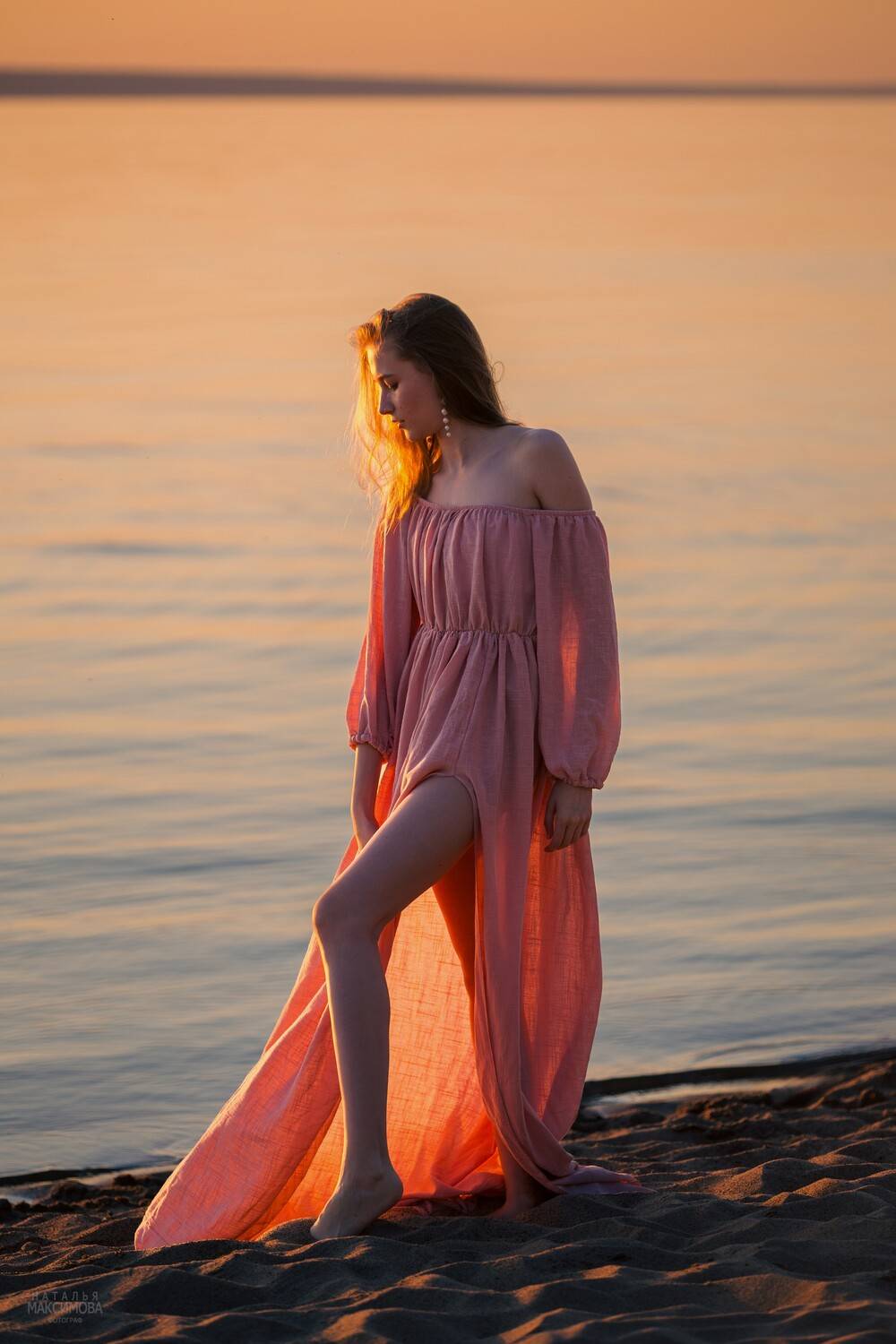 блондинка, река, закат, лето, Наталья Максимова