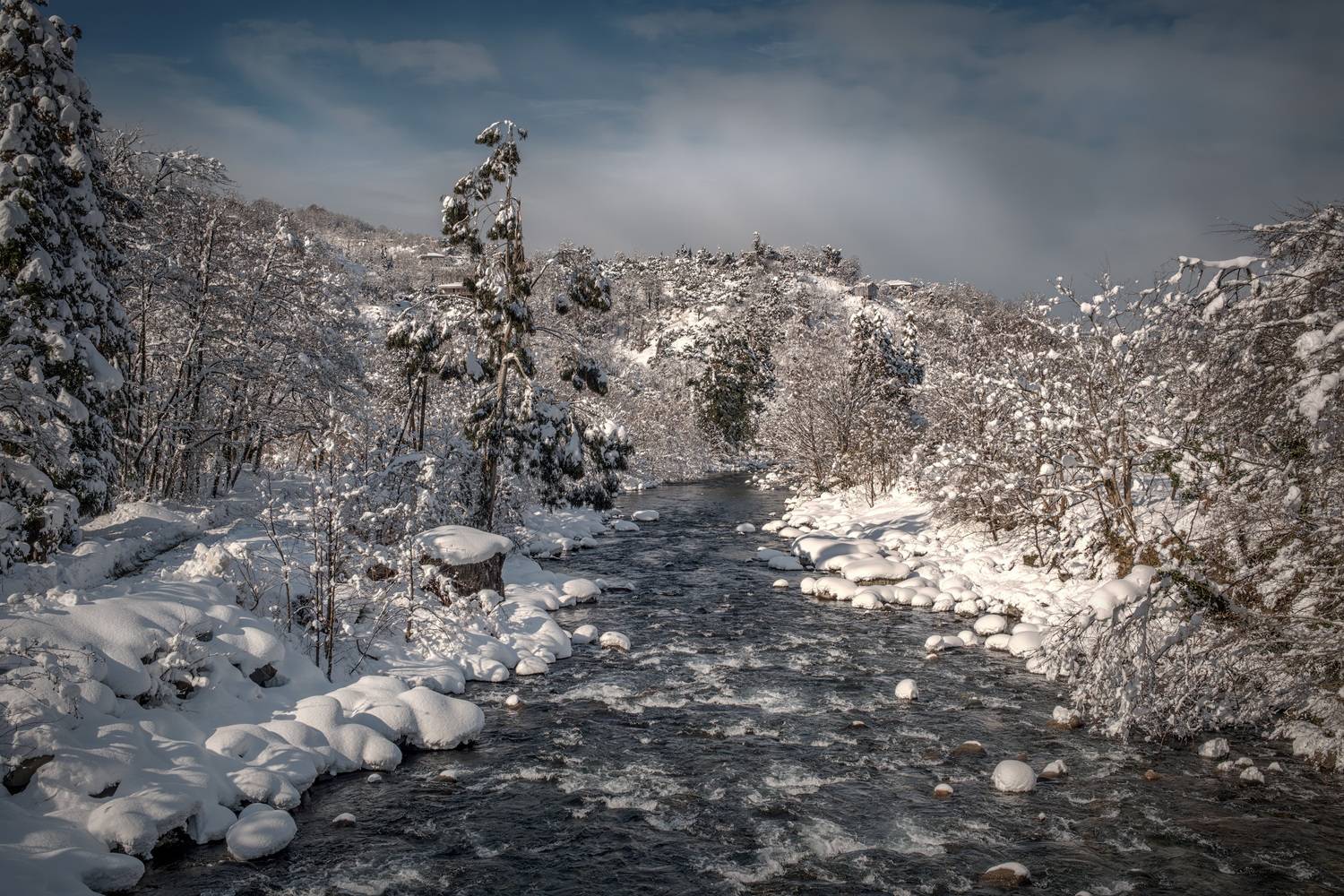 winter, snow, сhakvistskali, river, mtirala, mountains, forest, nature, landscape, scenery, travel, outdoors, georgia, sakartvelo, adjara, chizh, Чиж Андрей