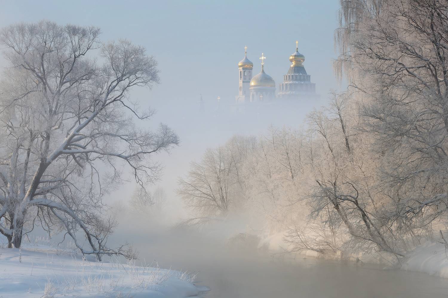 истра, храм, подмосковье, утро, туман, зима, Александр Стрельчук