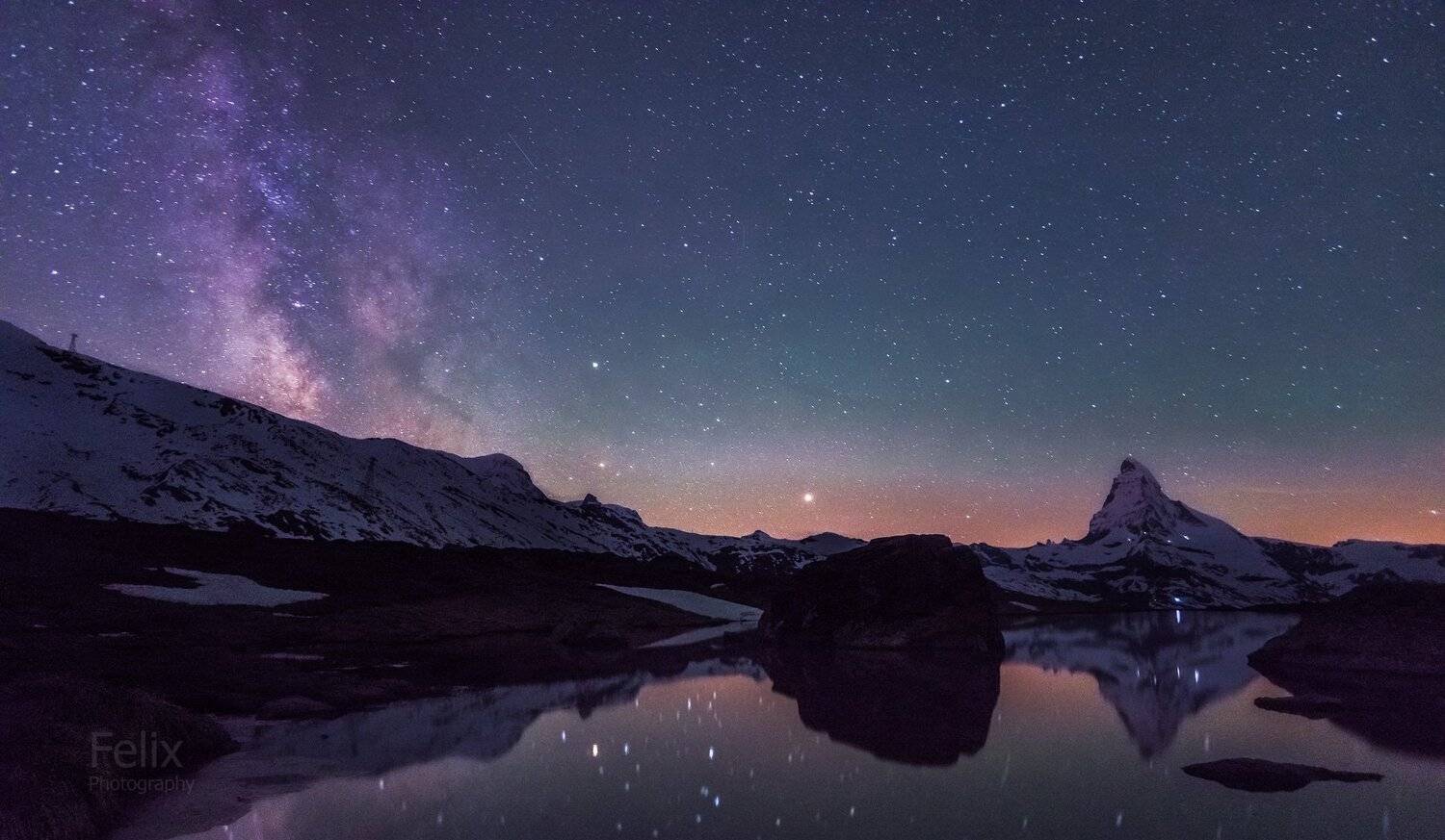 milky way,mountains,Switzerland,lake,Zermatt, Felix Ostapenko