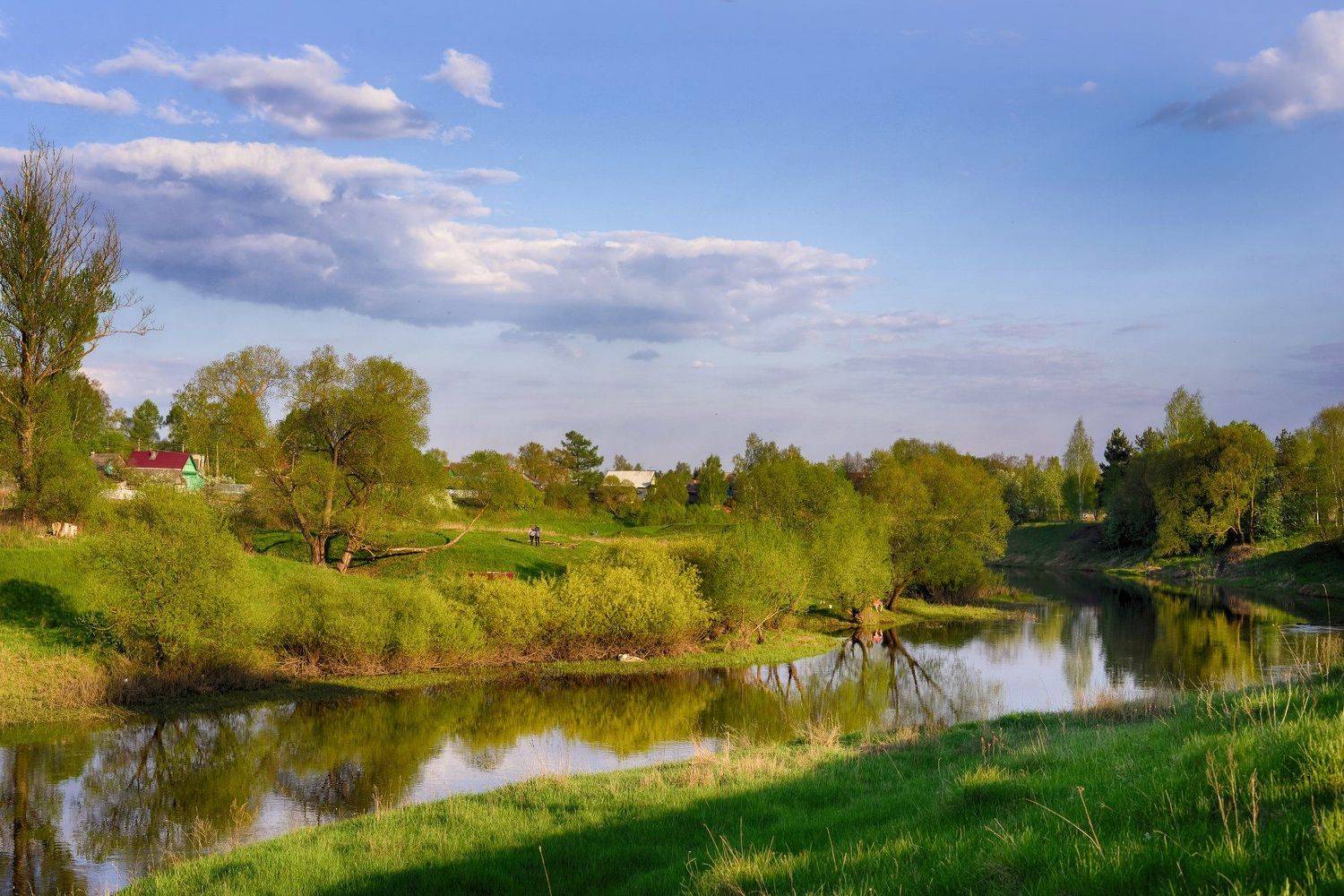 Весна, Небо, Пейзаж, Река, Лидия Киприч