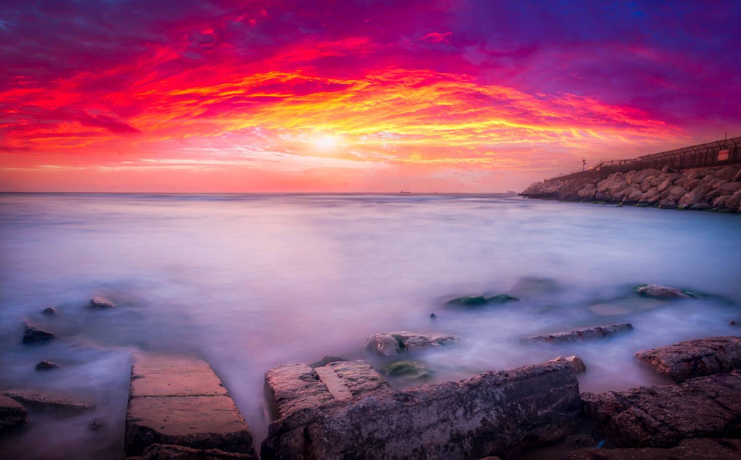 Long exposure, Sky, Stones, Sunset, Миша Шнеер