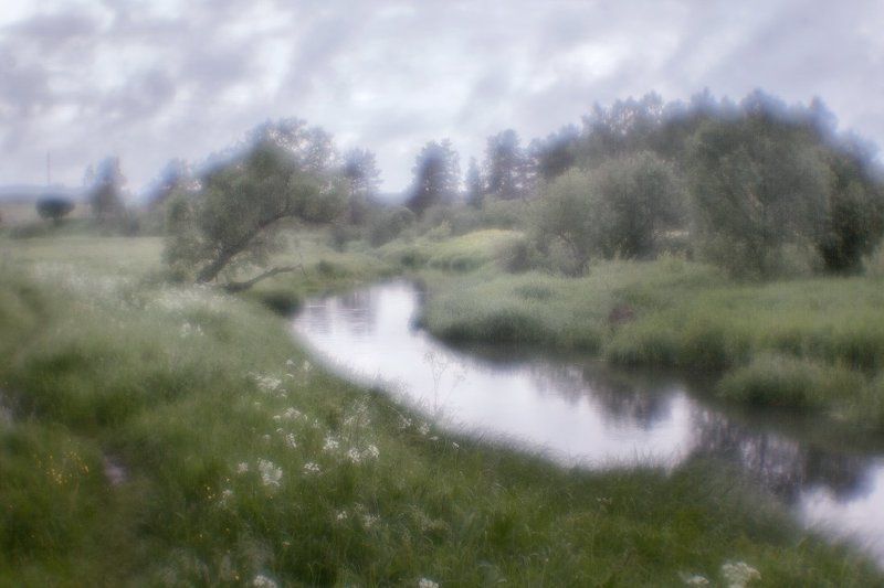 Утро, река, монокль, пасмурно, лето На берегу этой... реки... фото превью