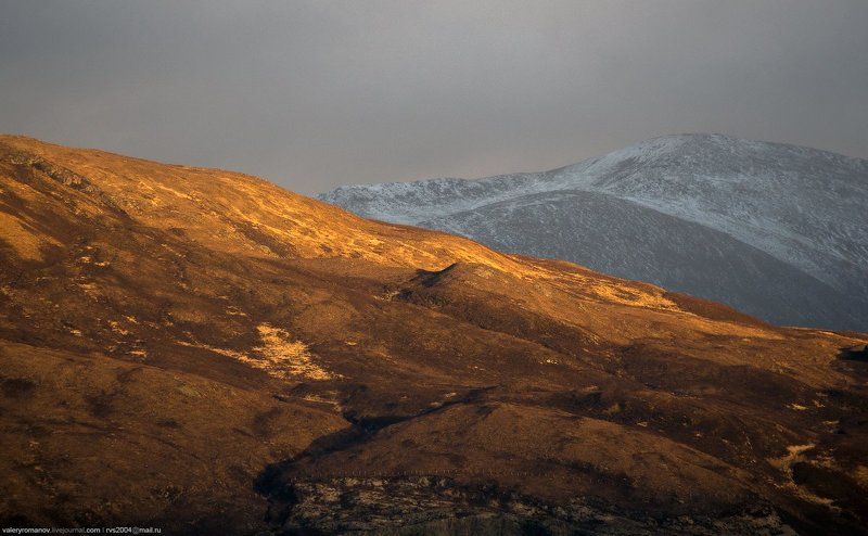 гора, солнце, закат, лучи, снег, горы, шотландия, скай, остров, золото Золото Шотландии фото превью