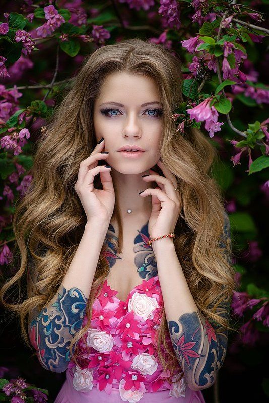 art, model, girl, female, fashion, glamour, beauty, face, tattoo Влада фото превью