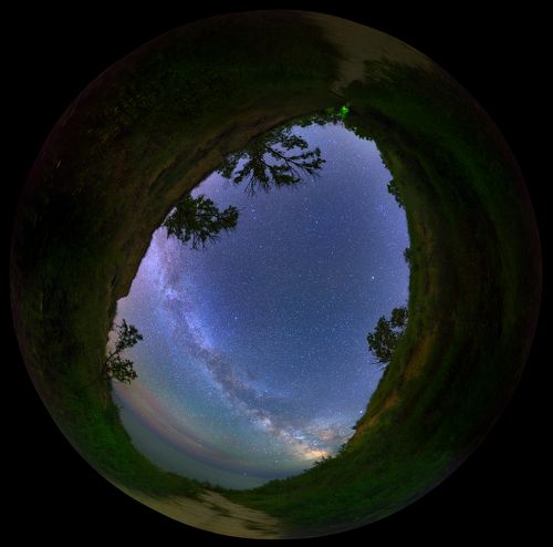 Eye of night sky from canyon near Budaki lagoon