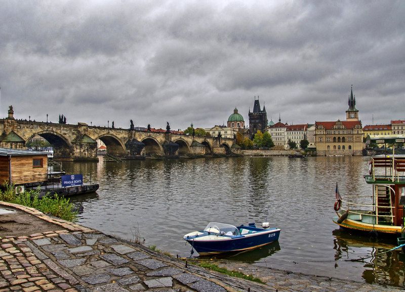 Мост, Прага, Река Пражские зарисовки фото превью