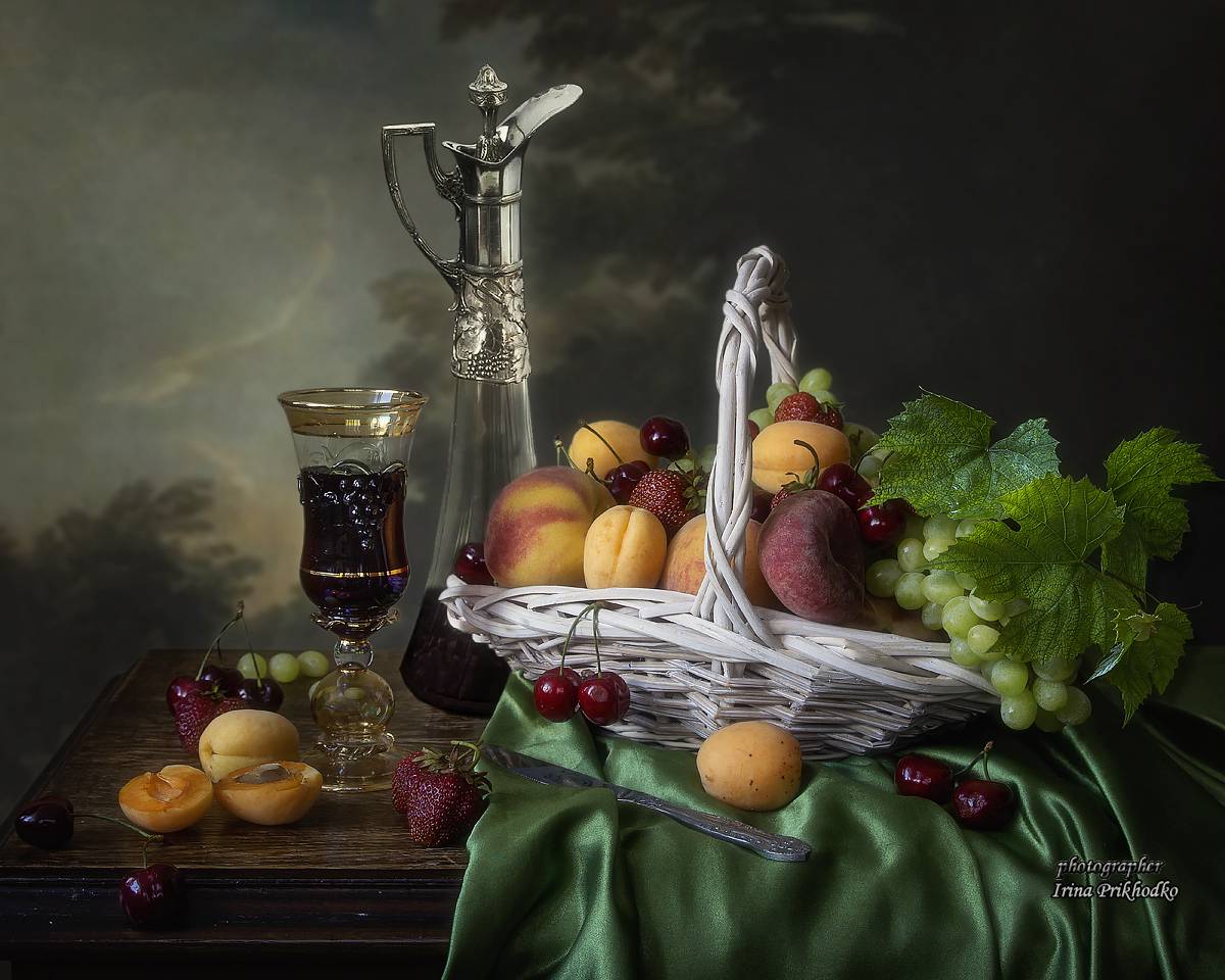 натюрморт, фрукты, еда, напитки, красное вино, Приходько Ирина