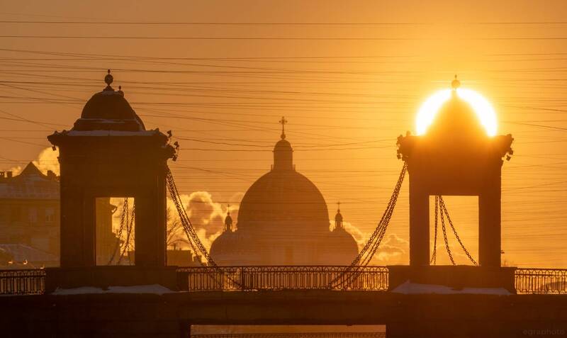мост ломоносова, троице-измайловский собор, санкт-петербург, питер, спб, spb, россия Петербург - мост Ломоносова с солнцем фото превью
