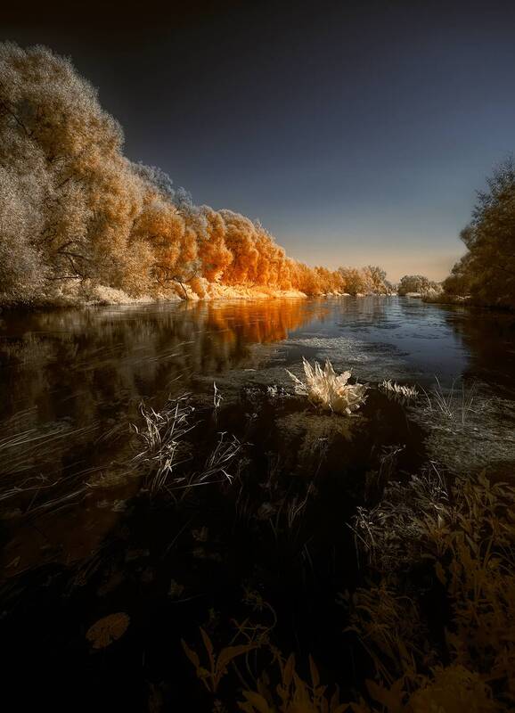 infrared, ик-фото, инфракрасное фото, инфракрасная фотография, пейзаж, осень Осеннее плавание фото превью