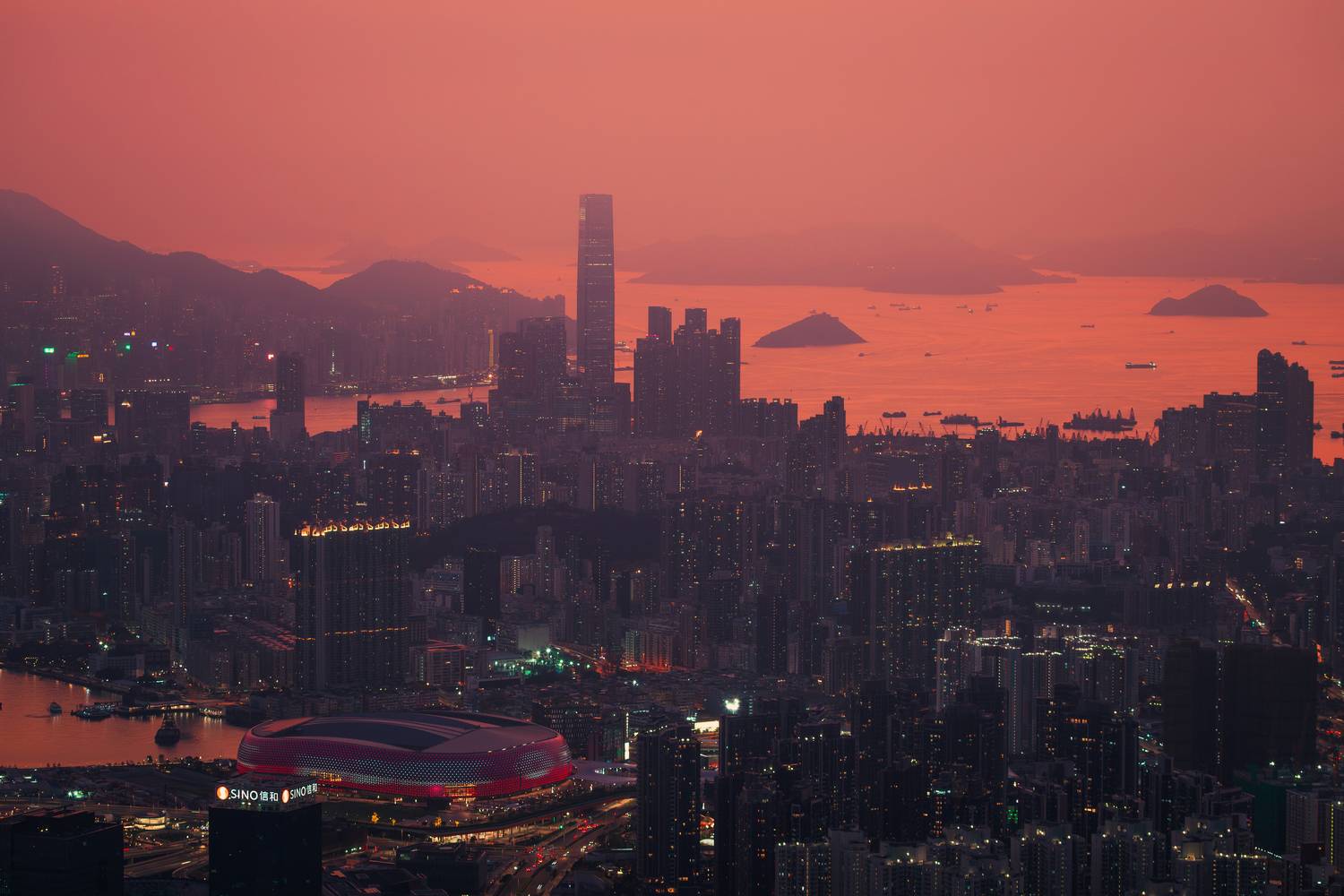 kowloon peak, hong kong, sunset, гонконг, kowloon, hk, cityscapes, небоскрёбы, skyscrapers, Kirill Tsybenko
