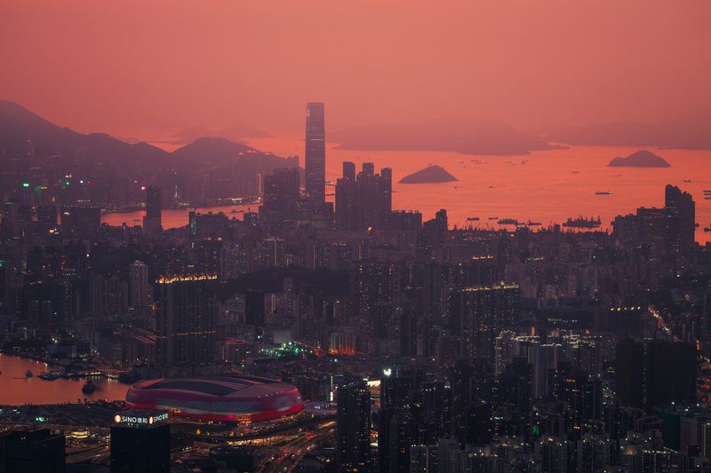 kowloon peak, hong kong, sunset, гонконг, kowloon, hk, cityscapes, небоскрёбы, skyscrapers Закат с вершины Kowloon Peak фото превью