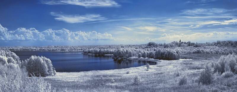 infrared, ик-фото, инфракрасное фото, инфракрасная фотография, пейзаж, лето Летний пейзаж с руинами костела фото превью