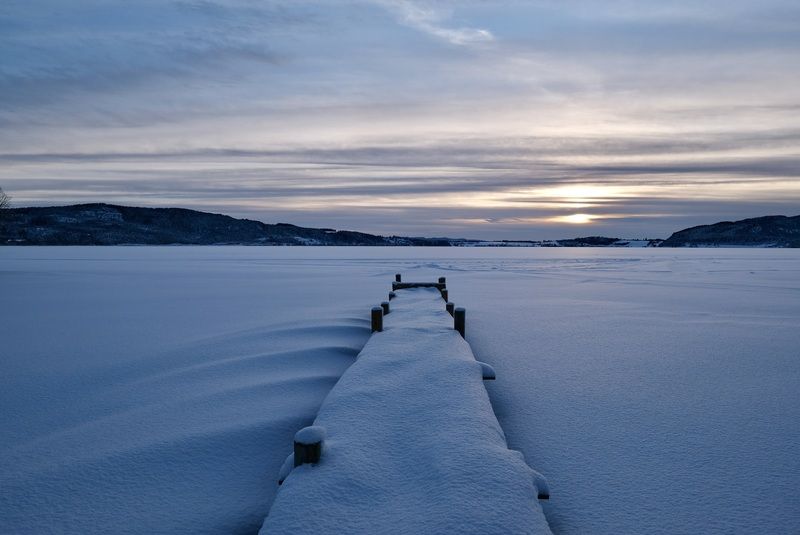 Landscapes, Norway, Snow, Winter, Frost, Mood, Sunset До весны ещё далеко фото превью