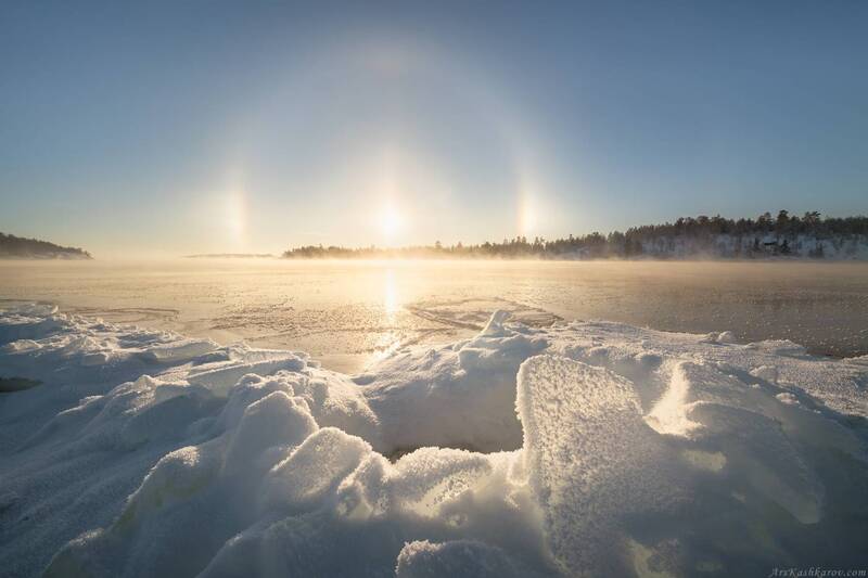 карелия, зимняя ладога, ладожские шхеры, сортавала, лахденпохья, приладожье Зимнее гало фото превью