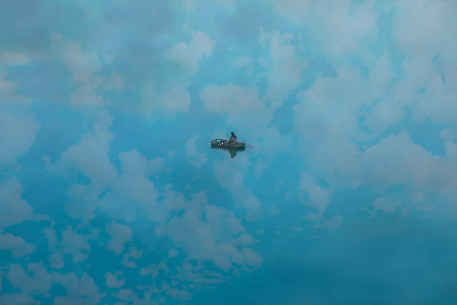 отражение, лодка, рыбак, Александр Чазов