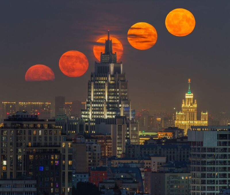 москва, moscow, cityscapes, городской пейзаж, полнолуние, луна, moon, moonrise Полнолуние в июле фото превью