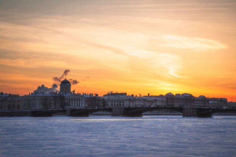 Санкт-Петербург, Питер, Нева Догорающий закат фото превью