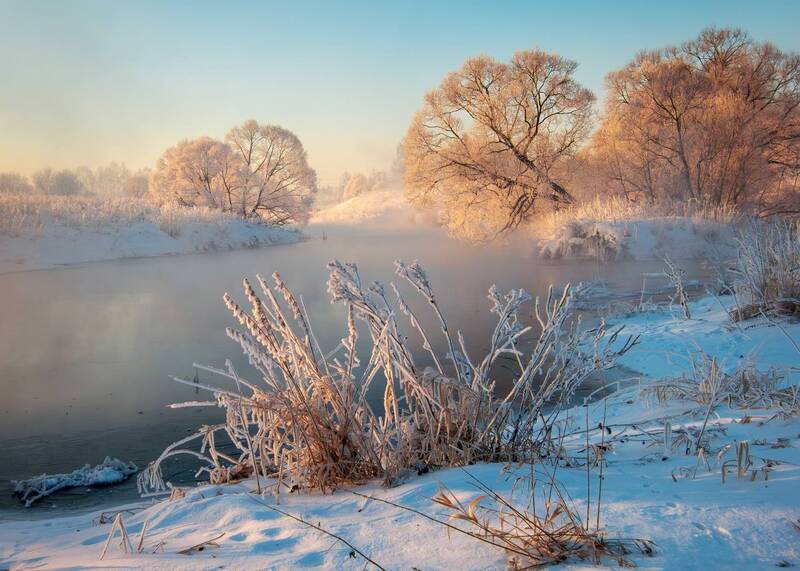 река истра, мороз, иней Истра, февральское утро фото превью