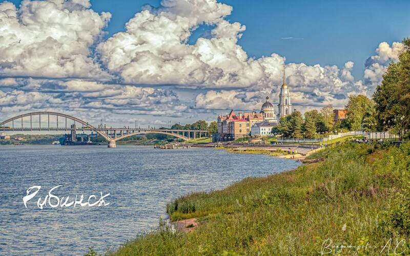 рыбинск, набережная, река, волга, мост, здание, биржи Набережная Рыбинска. фото превью