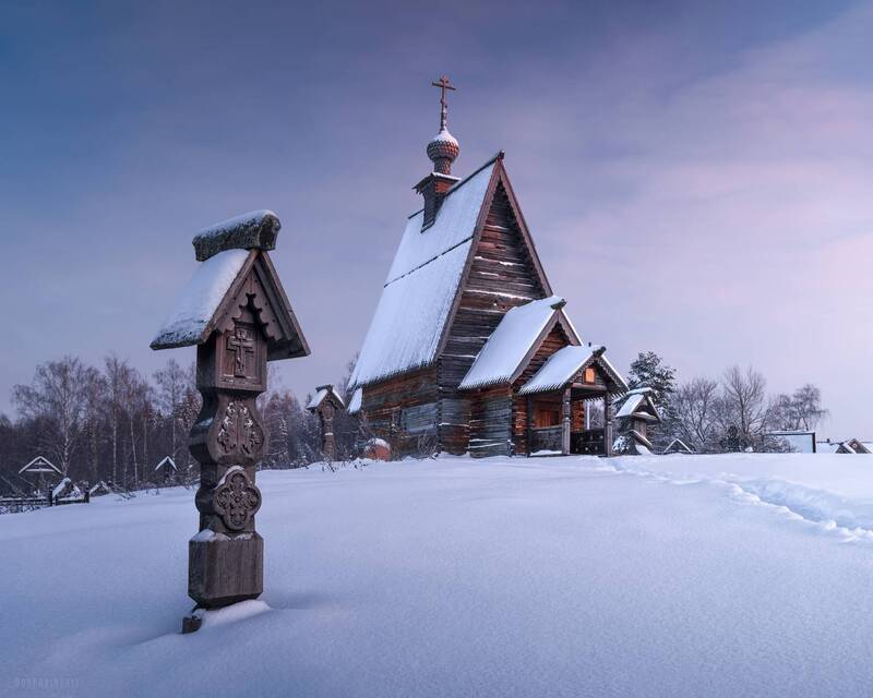 плес, ивановская область, церковь, гора левитана, крест, зима Плес фото превью