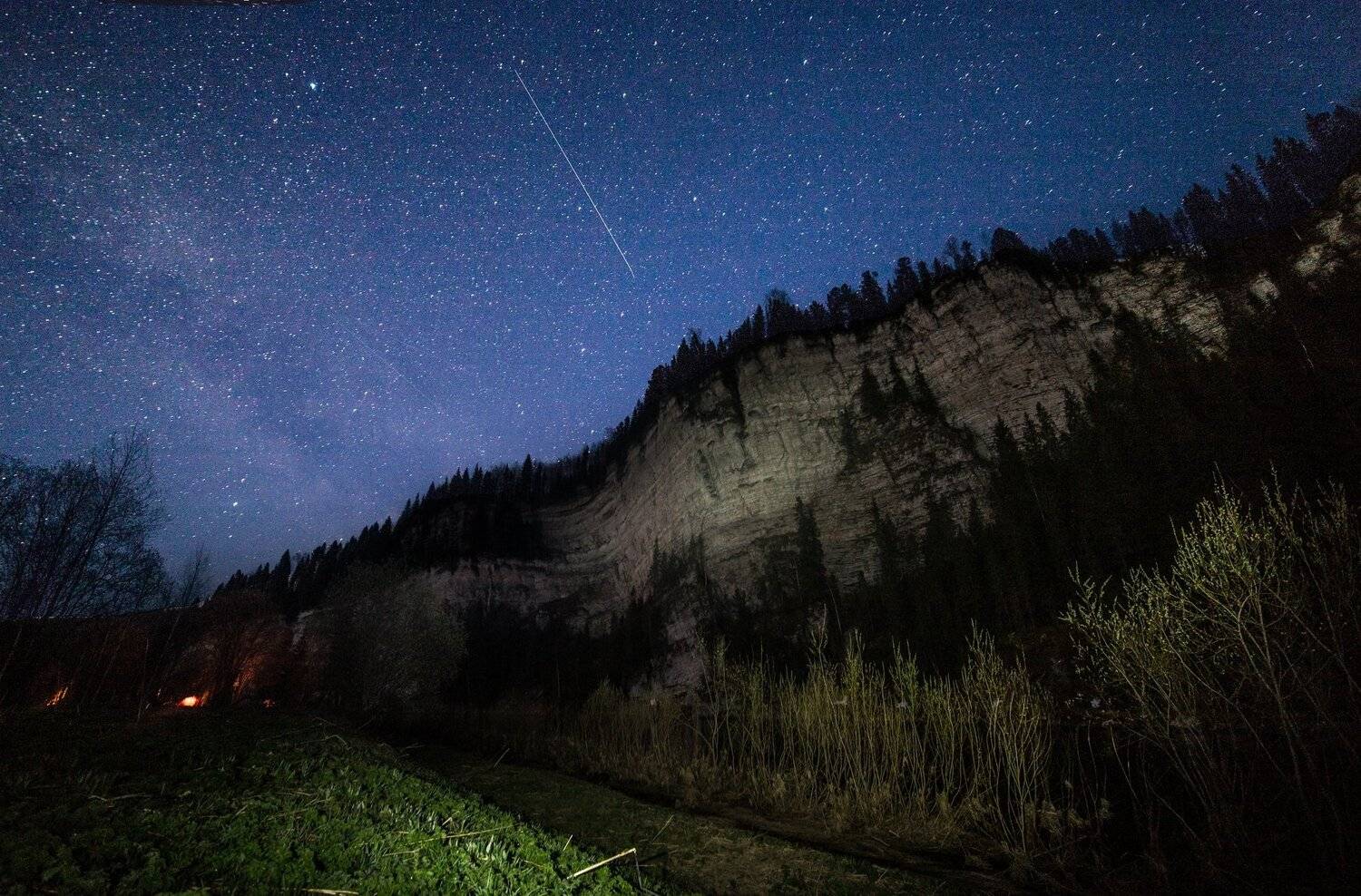ночной пейзаж, звезды, скала, Савицкий Ян