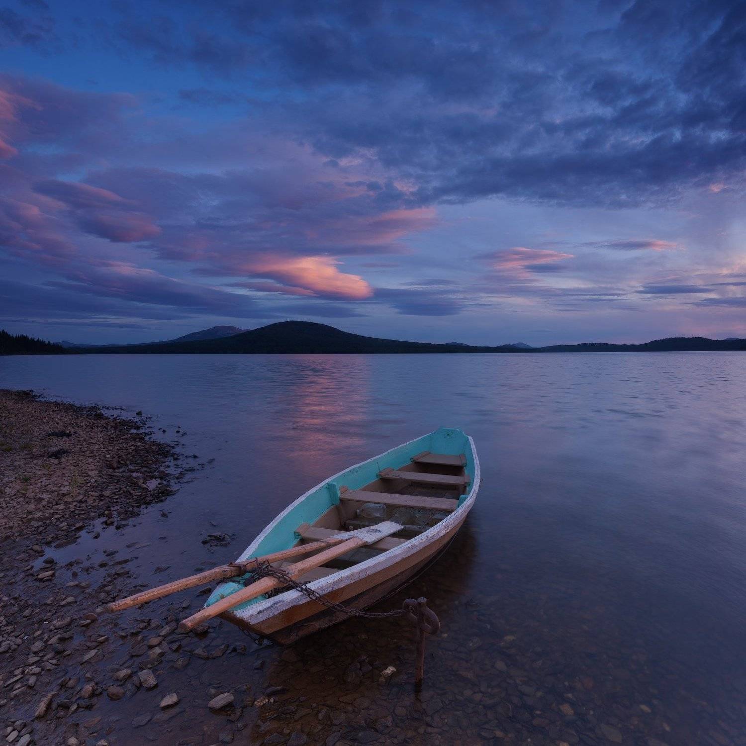 закат, зюраткуль, лодка, озеро, облака, Михаил Трахтенберг