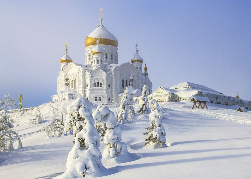 белая гора, зима, монастырь На Белой горе фото превью