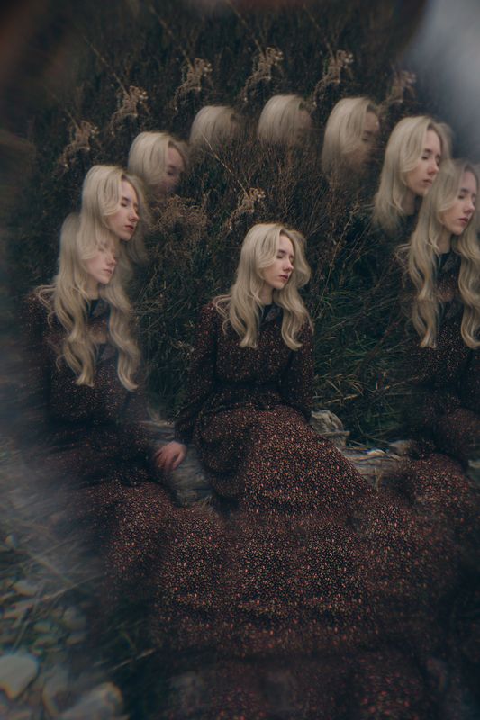 монокль, призма, блондинка, спокойный, портрет Осколки фото превью