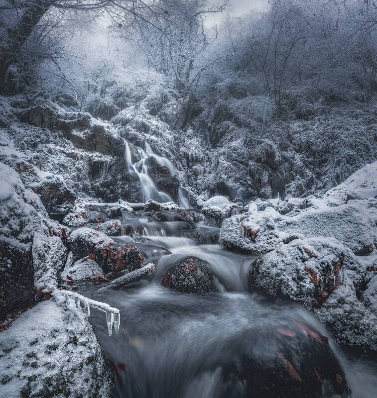 landscape, nature, scenery, forest, wood, autumn, rime, mist, misty, fog, foggy, river, longexposure, mountain, rocks, vitosha, bulgaria Hoarfrost / Иней фото превью