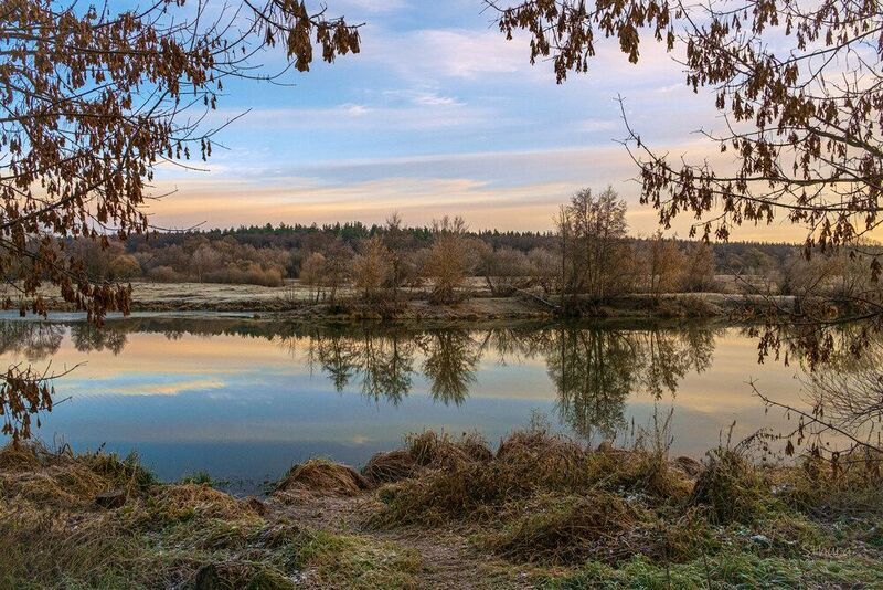осень, утро, озеро, облака, отражение, природа, пейзаж В середине ноября. фото превью