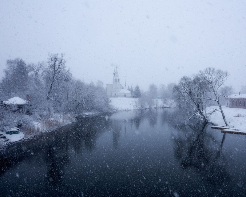 природа, Суздаль, каменка, снегопад, природа Суздаль фото превью